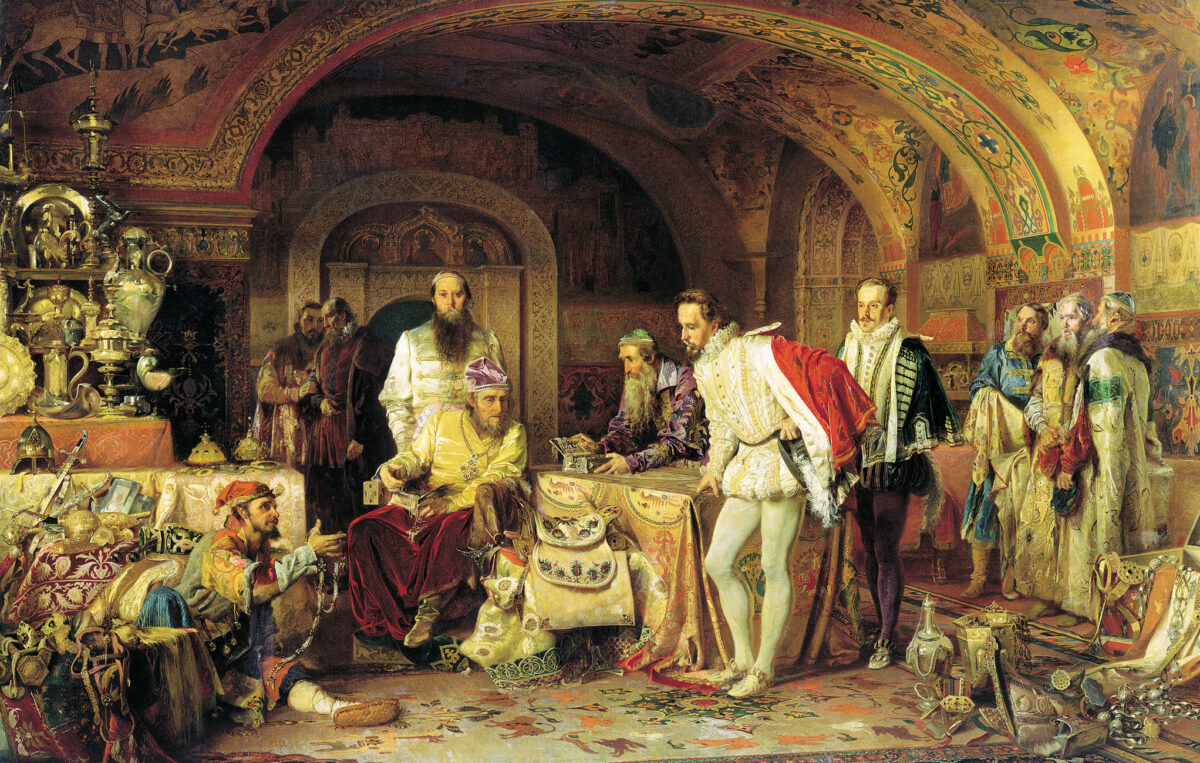 Ivan the Terrible shows his treasures to the English ambassador Horsey